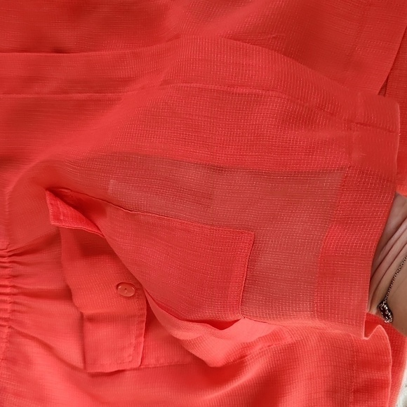 Chicos Sheer Shacket Traveling Coral orange size 2 Large 8/10 Lagenlook Fall - Picture 6 of 10